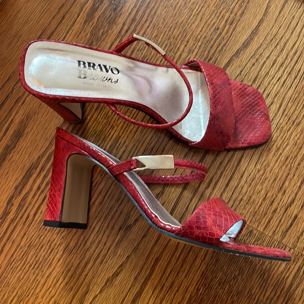Red Snakeskin Sandals